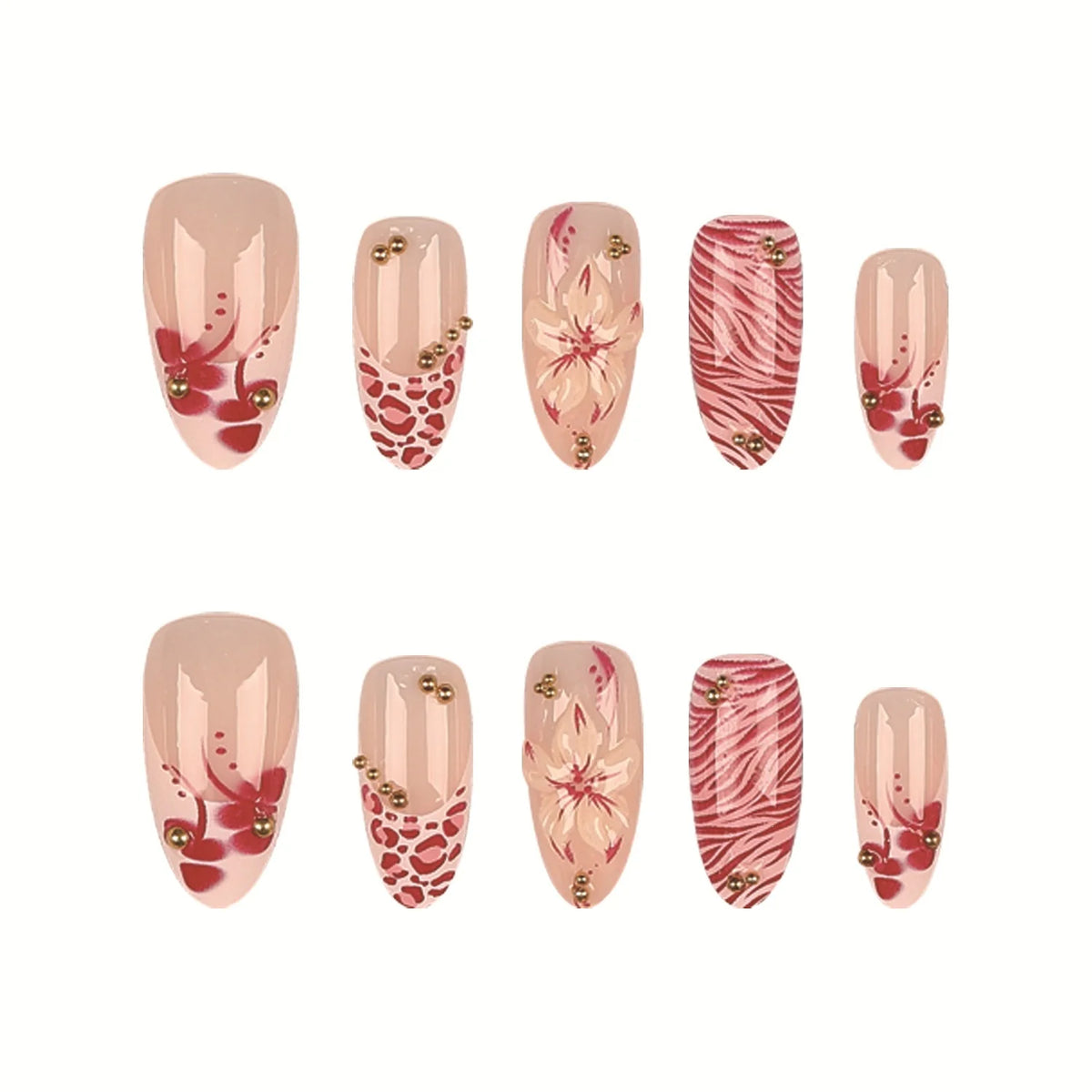 Press-On Nail Set Floral Art & Easy Application