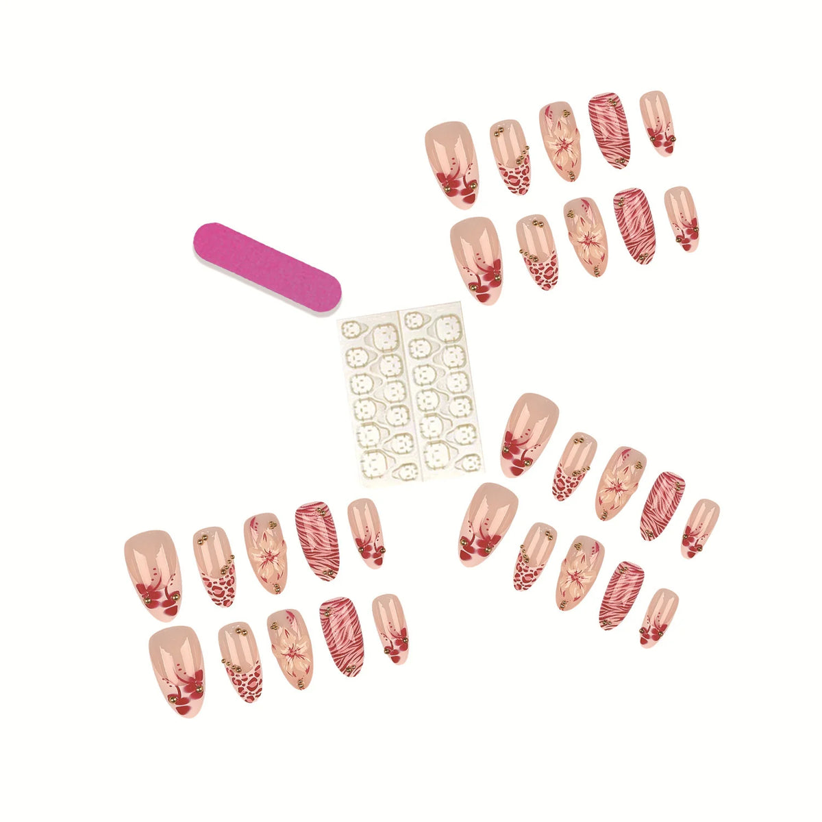 Press-On Nail Set Floral Art & Easy Application