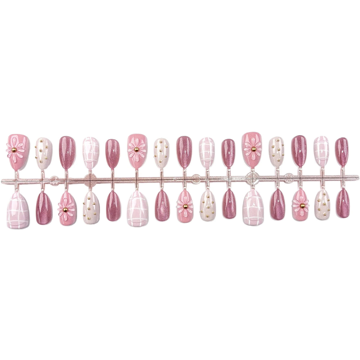 Press-On Nail Set Floral Art Easy Application