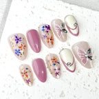 Press-On Nail Set Floral Art Easy Application & Comfortable Fit
