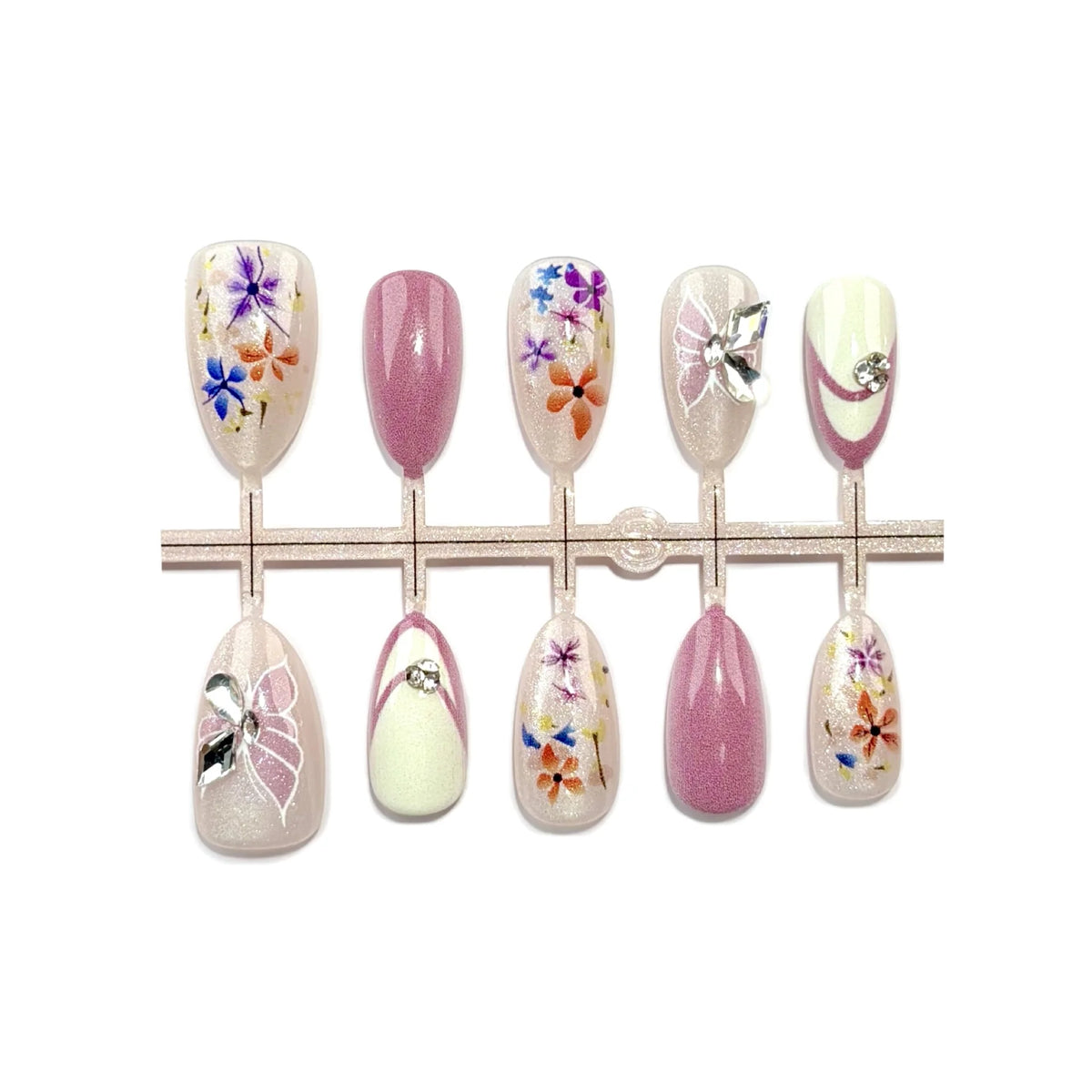 Press-On Nail Set Floral Art Easy Application & Comfortable Fit