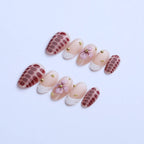 Press-On Nail Set Floral Art Easy Application & Long-Lasting