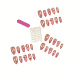 Press-On Nail Set Floral Art Easy Application & Reusable