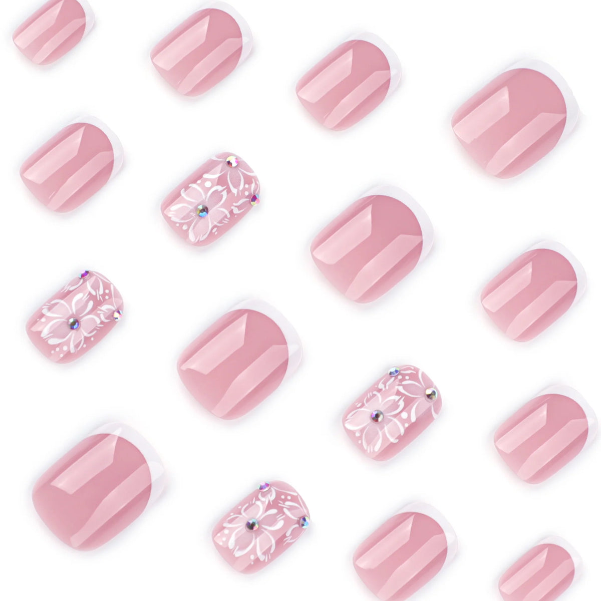 Press-On Nail Set Floral Art Easy Apply & Remove