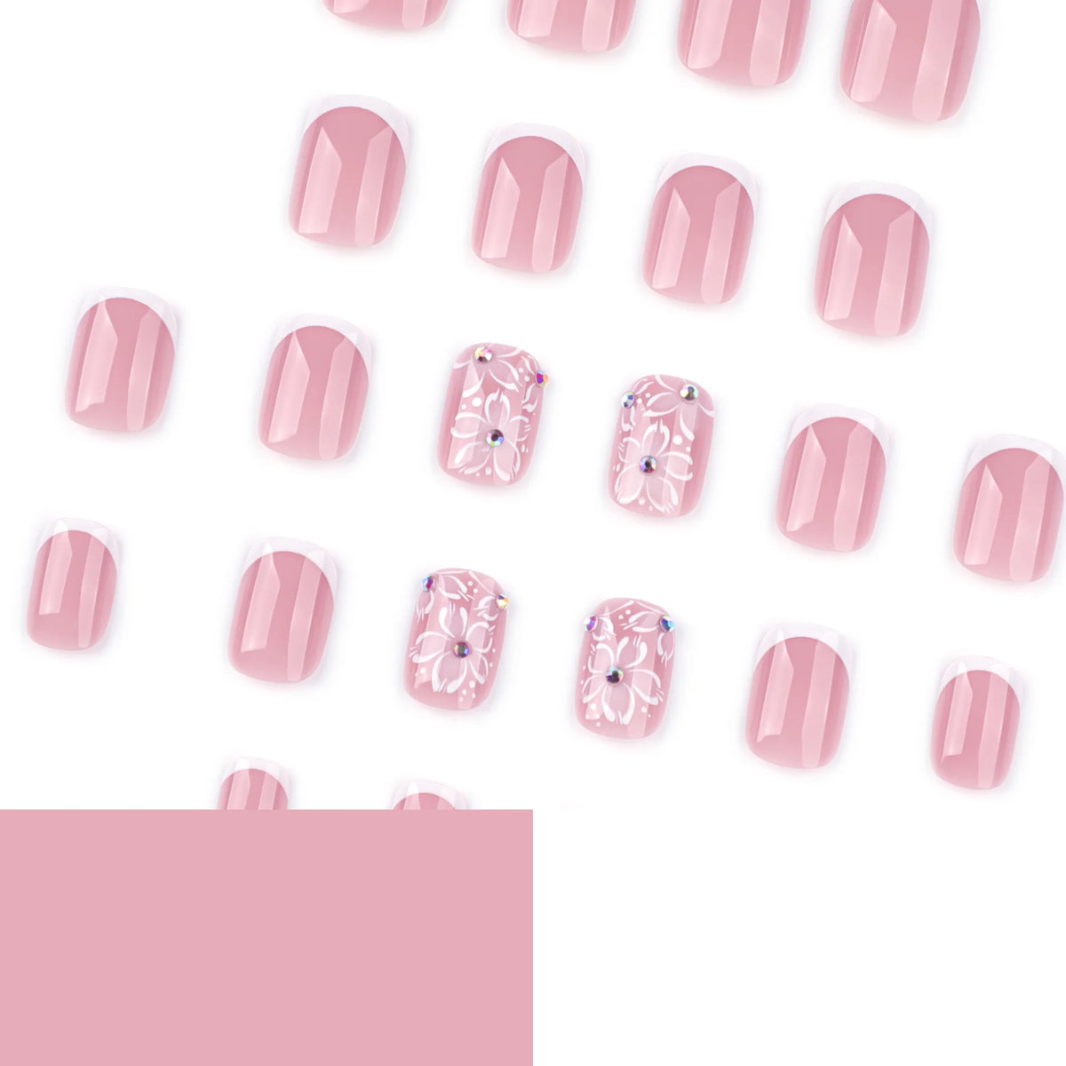 Press-On Nail Set Floral Art Easy Apply & Remove