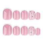 Press-On Nail Set Floral Art Easy Apply & Remove