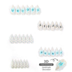 Press-On Nail Set Floral Art & Gemstone Accents