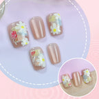 Press-On Nail Set Floral Art Glue-Free Comfortable Fit