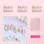 Press-On Nail Set Floral Art Glue-Free Comfortable Fit