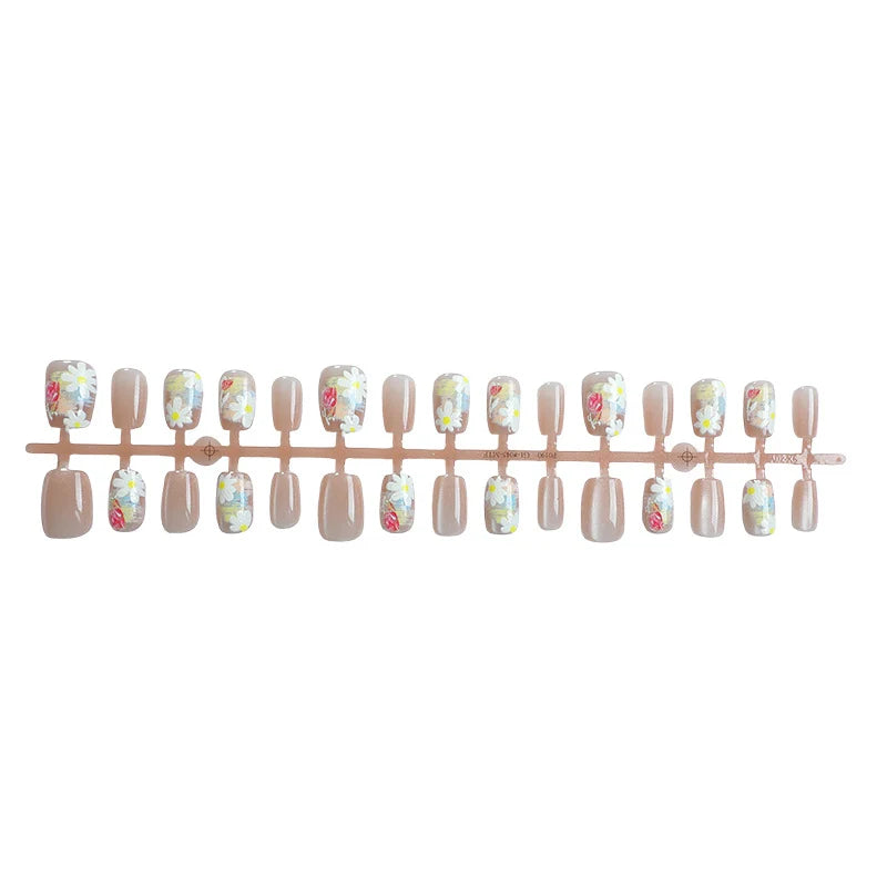 Press-On Nail Set Floral Art Glue-Free Comfortable Fit