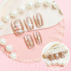 Press-On Nail Set Floral Art Includes Glue & File