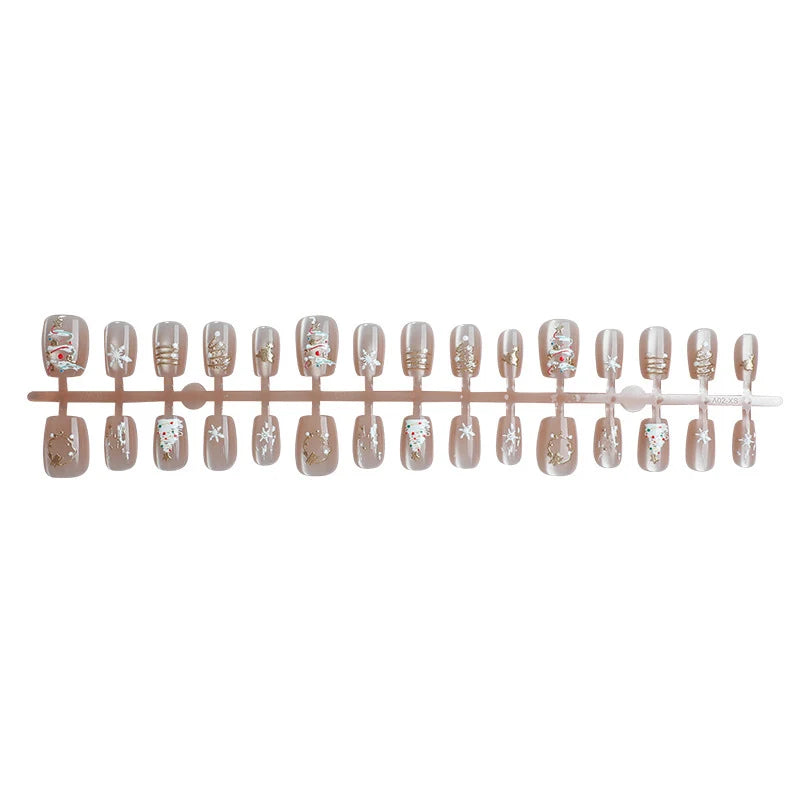 Press-On Nail Set Floral Art Includes Glue & File