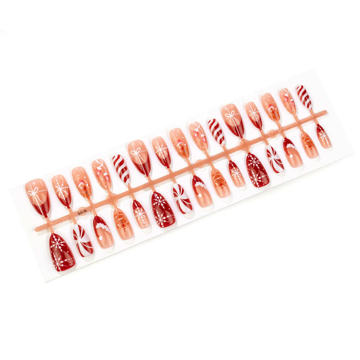 Press-On Nail Set Floral Art Jelly Glue 24 Pieces