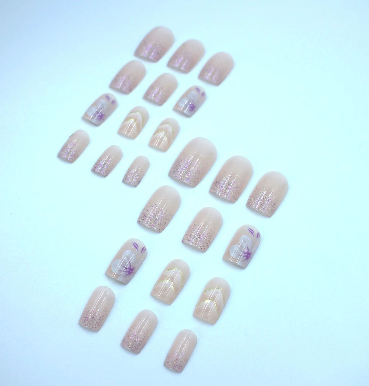 Press-On Nail Set Floral Art No-Glue
