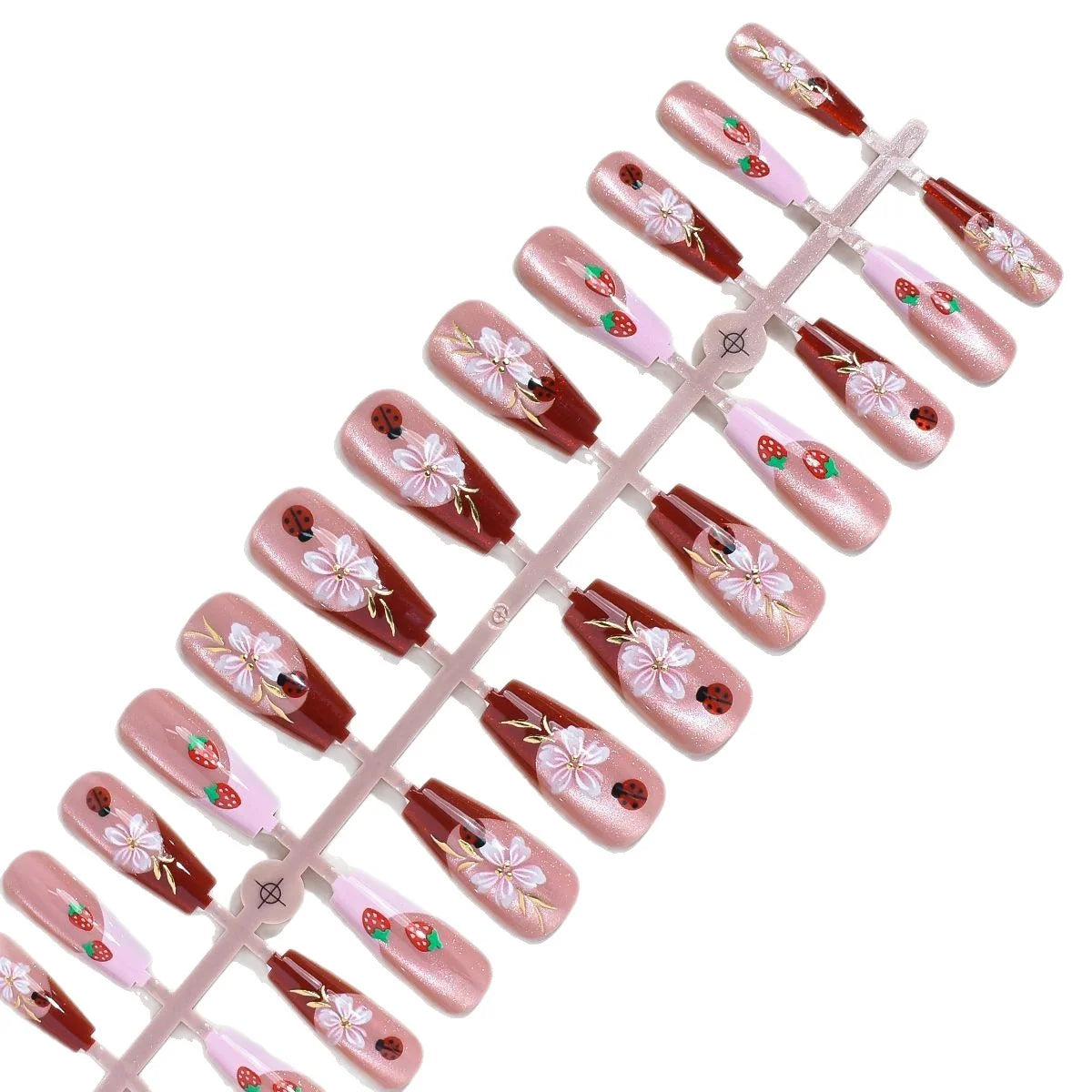 Press-On Nail Set Floral Art No Glue Set of 30