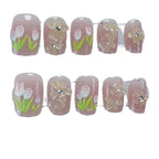 Press-On Nail Set Floral Art Non-Toxic