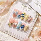 Press-On Nail Set Floral Art Quick Application Multiple Sizes