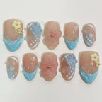 Press-On Nail Set Floral Art Reusable & Comfortable Fit