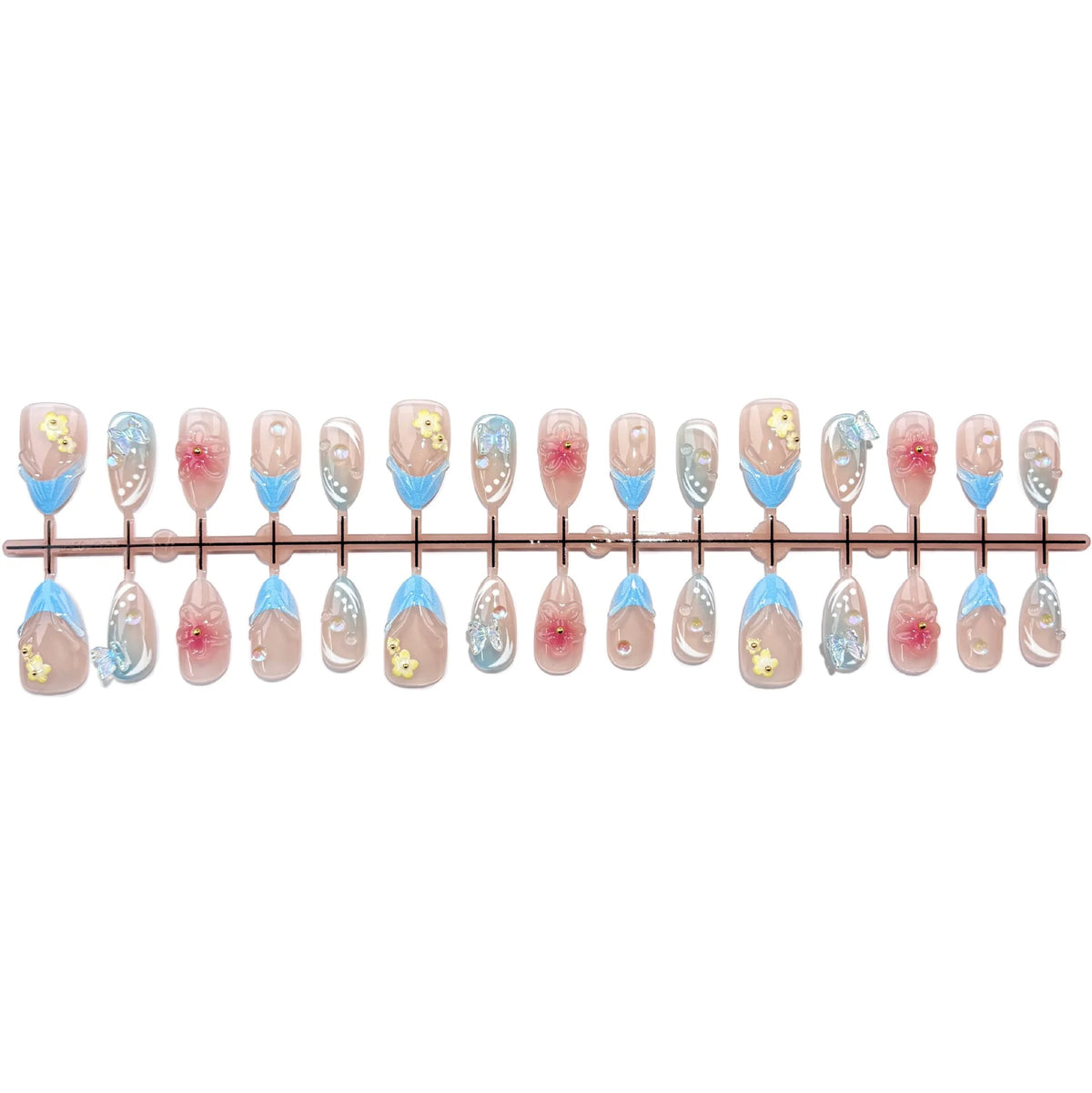 Press-On Nail Set Floral Art Reusable & Comfortable Fit