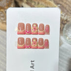Press-On Nail Set Floral Art Reusable & Long-Lasting