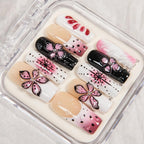 Press-On Nail Set Floral Artistic Durable & Reusable