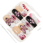 Press-On Nail Set Floral Artistic Durable & Reusable