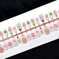Press-On Nail Set Floral Artwork Durable Chip-Resistant
