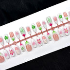 Press-On Nail Set Floral Artwork Durable Chip-Resistant