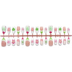 Press-On Nail Set Floral Artwork Durable Chip-Resistant