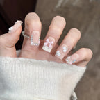 Press-On Nail Set Floral & Bow Accents Easy Application