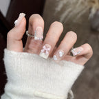 Press-On Nail Set Floral & Bow Accents Easy Application