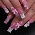 Press-On Nail Set Floral & Bow Accents Long-Lasting Wear