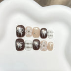 Press-On Nail Set Floral Bow Accents Multiple Sizes