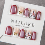 Press-On Nail Set Floral & Bow Accents Reusable Multiple Sizes