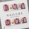 Press-On Nail Set Floral & Bow Accents Reusable Multiple Sizes
