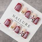 Press-On Nail Set Floral & Bow Accents Reusable Multiple Sizes