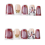 Press-On Nail Set Floral & Bow Accents Reusable Multiple Sizes