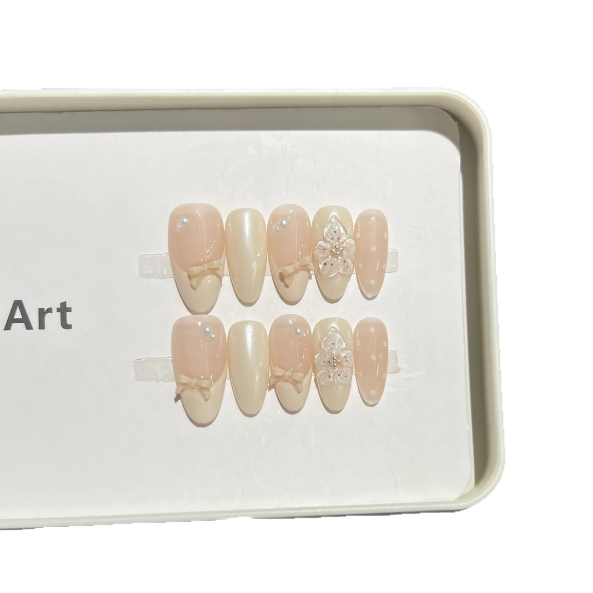 Press-On Nail Set Floral & Bow Accents Salon-Quality Application