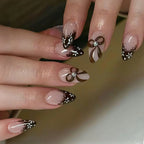 Press-On Nail Set Floral & Bow Design Easy Application