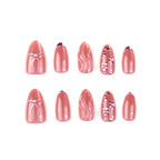 Press-On Nail Set Floral & Bow Design Easy Application