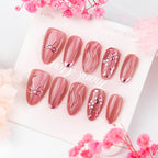Press-On Nail Set Floral & Bow Design Easy Application