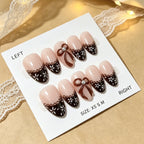 Press-On Nail Set Floral & Bow Design Easy Application