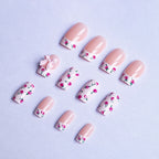 Press-On Nail Set Floral & Bow Design Easy Application