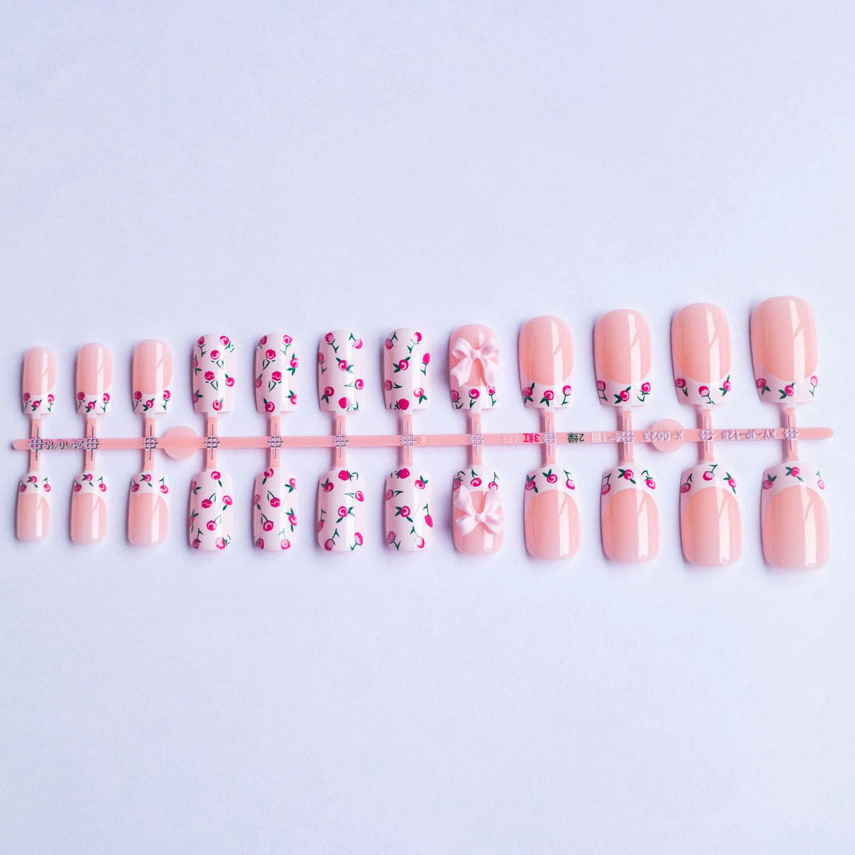 Press-On Nail Set Floral & Bow Design Easy Application