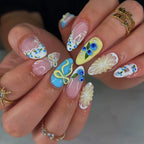 Press-On Nail Set Floral & Bow Designs Comfortable Fit