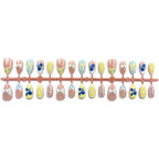 Press-On Nail Set Floral & Bow Designs Peel-And-Stick
