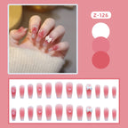 Press-On Nail Set Floral Bow Embellished Glue-On