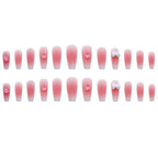 Press-On Nail Set Floral Bow Embellished Glue-On