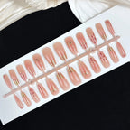 Press-On Nail Set Floral & Bow Embellishments 30-Piece Peel-And-Stick