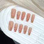 Press-On Nail Set Floral & Bow Embellishments 30-Piece Peel-And-Stick